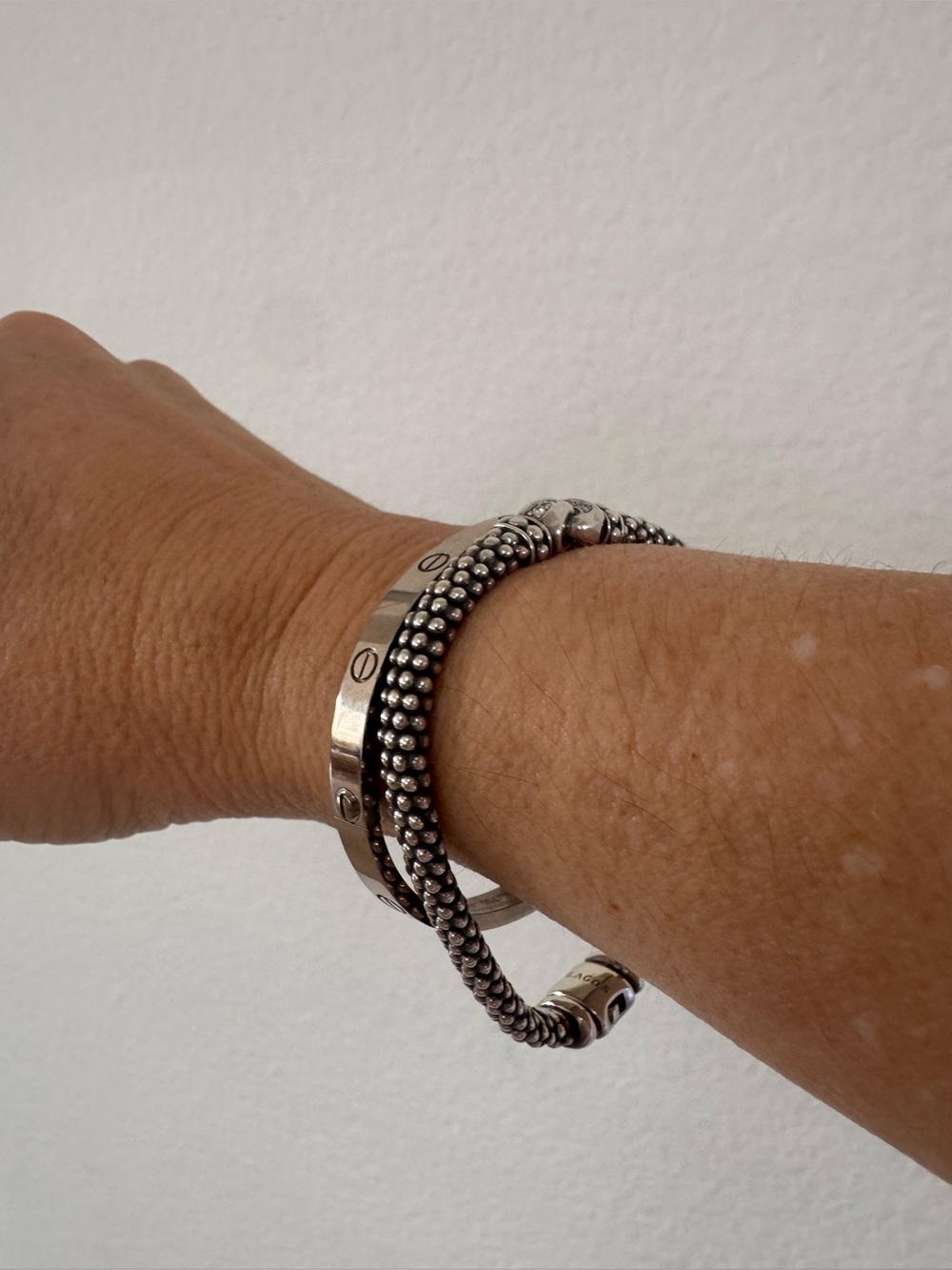 LAGOS Silver Beaded Bracelet with diamonds. - Picture 7 of 8